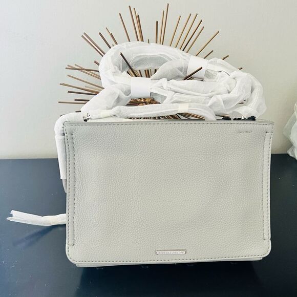 REBECCA MINKOFF Regan Leather Crossbody Bag,‎ Travel, Color: Gray (Perla), NEW - Picture 16 of 16